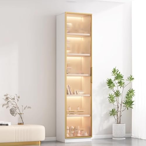 **Curio Vitrine mit Glastüren | Eckregal & Bücherregal, großes Fassungsvermögen, Sammlervitrine für Wohnzimmer**