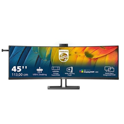 PHILIPS 45B1U6900CH 45" DQHD Curved Monitor 5120x1440 USB-C 100W 5MP Webcam RJ45