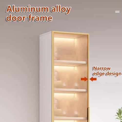 **Curio Vitrine mit Glastüren | Eckregal & Bücherregal, großes Fassungsvermögen, Sammlervitrine für Wohnzimmer**