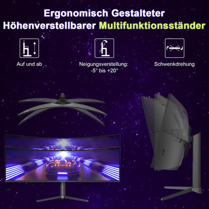 Amzfast 49 Zoll Curved Monitor 120Hz DQHD 5120x1440 32:9 Ultrawide PC Bildschirm 1MS MPRT 1500R