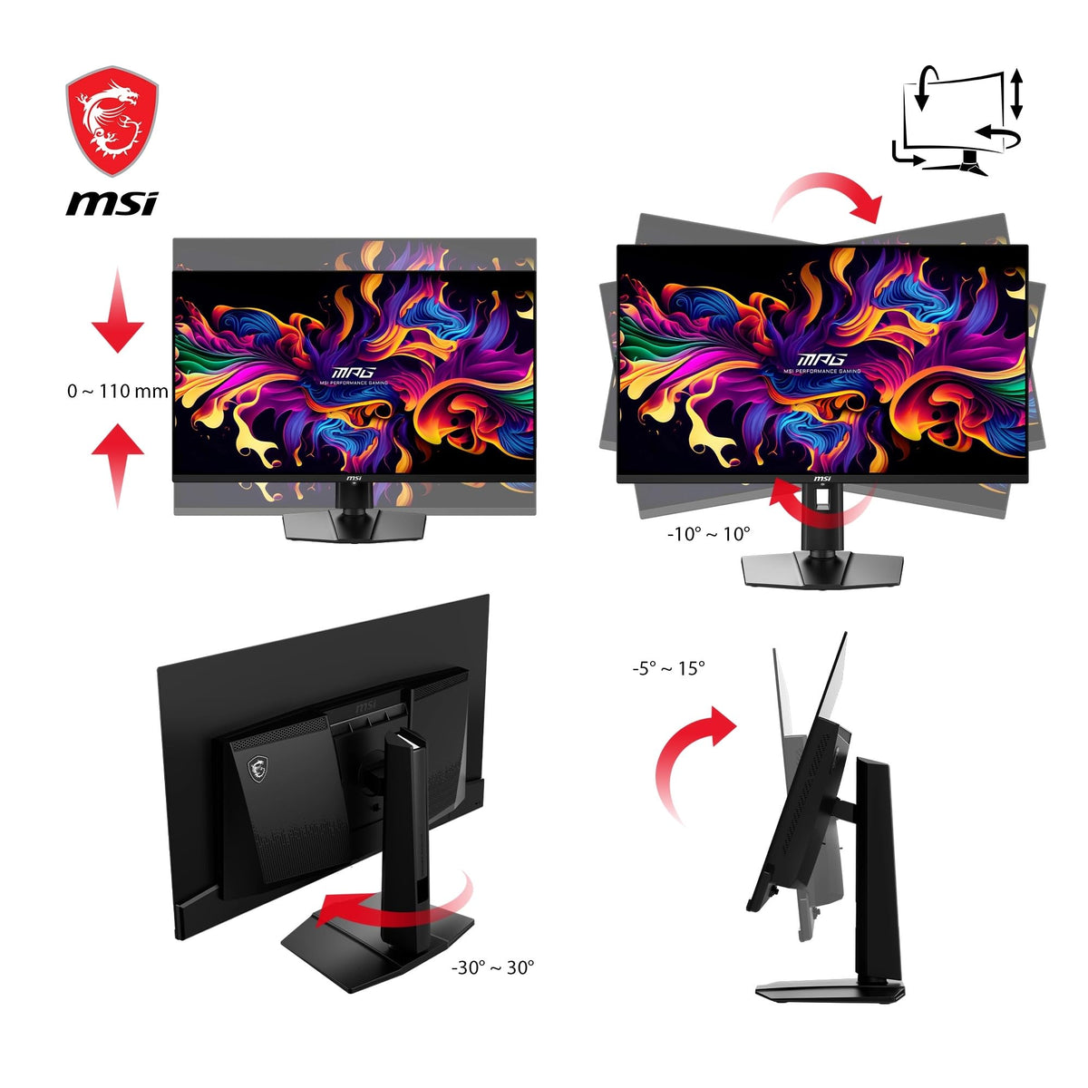 MSI MAG 321UPX 31,5" 4K OLED Gaming Monitor 240Hz 0,03ms QD-OLED DisplayHDR True Black 400