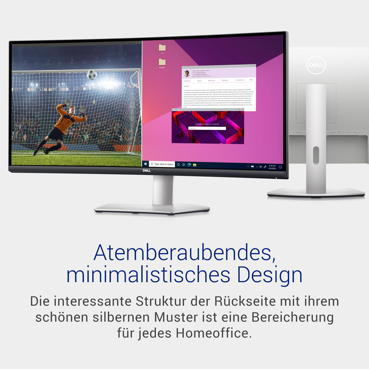 Dell S3423DWC 34 Zoll WQHD Curved Monitor, 100Hz, USB-C, AMD FreeSync, 21:9 VA Display