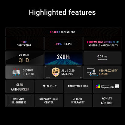 ASUS ROG Strix XG27AQDMES 27 Zoll QHD 240Hz QD-OLED Gaming Monitor 0,03ms Reaktionszeit