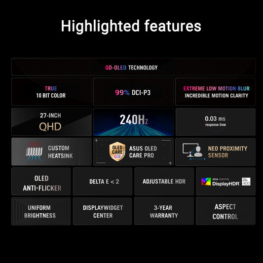 ASUS ROG Strix XG27AQDMES 27 Zoll QHD 240Hz QD-OLED Gaming Monitor 0,03ms Reaktionszeit