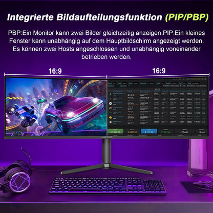 Amzfast 49 Zoll Curved Monitor 120Hz DQHD 5120x1440 32:9 Ultrawide PC Bildschirm 1MS MPRT 1500R
