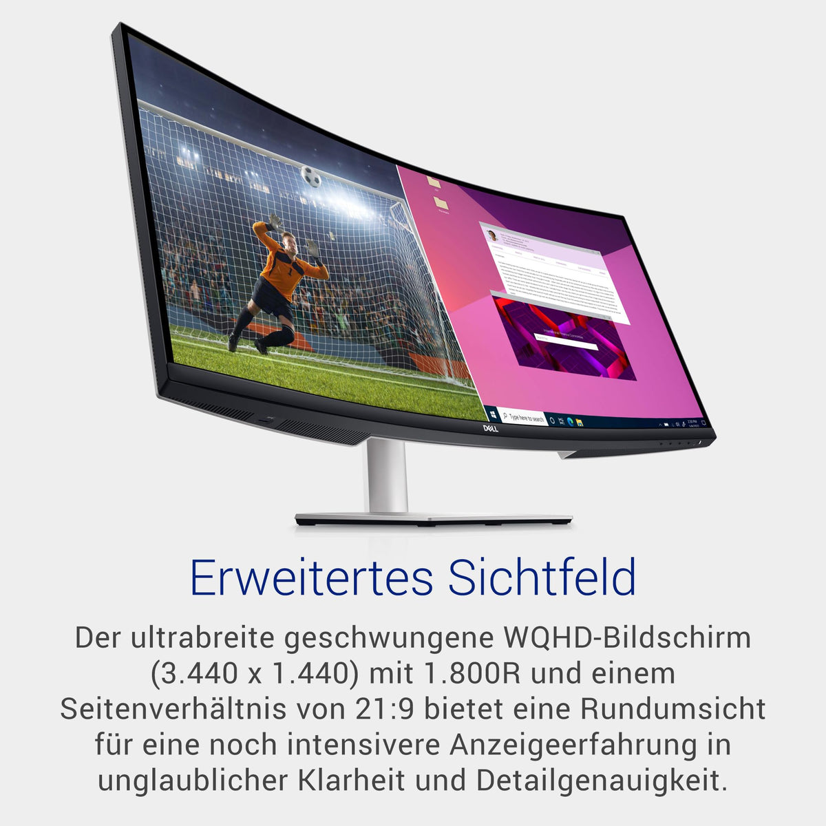 Dell S3423DWC 34 Zoll WQHD Curved Monitor, 100Hz, USB-C, AMD FreeSync, 21:9 VA Display